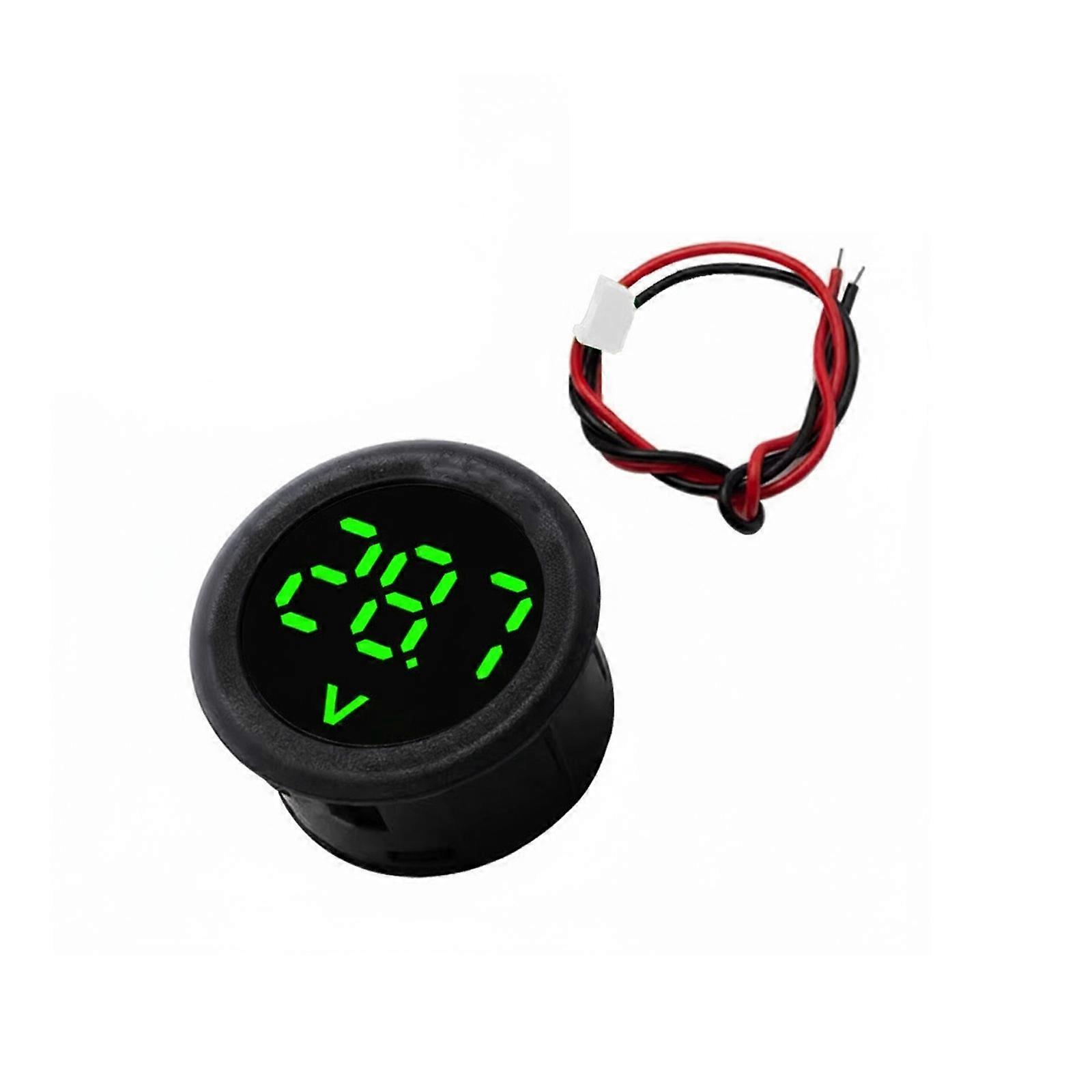 Waterproof Voltmeter Round Voltage Meter Voltage Detector Tester 5-100V Car Voltage Gauge LED Digital Display  Green