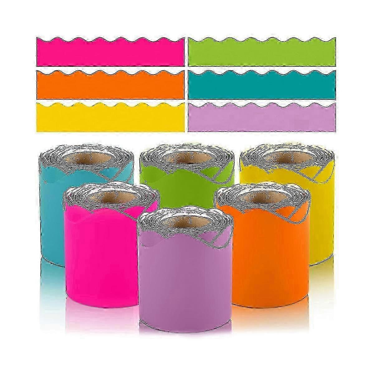 Bulletin Board Borders 6 Rolls, Total 198 Ft, Scalloped Edges for Classroom Decoration