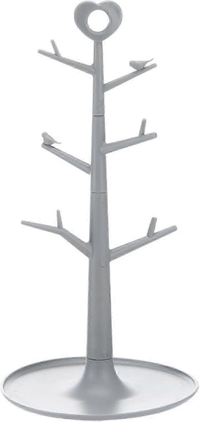 36cm Mug Rack, 6 Countertop Hooks, Coffee Cup Rack, Gray