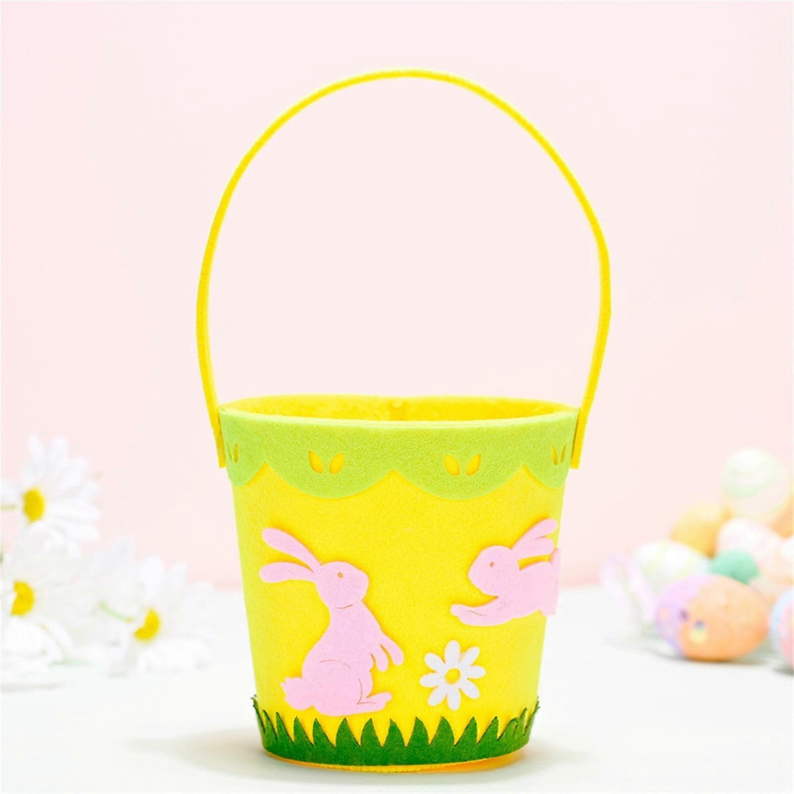 ESULOMP Easter Decorations Easter Round Portable Non-woven Bucket Easter Decorations 9.2x3.94in