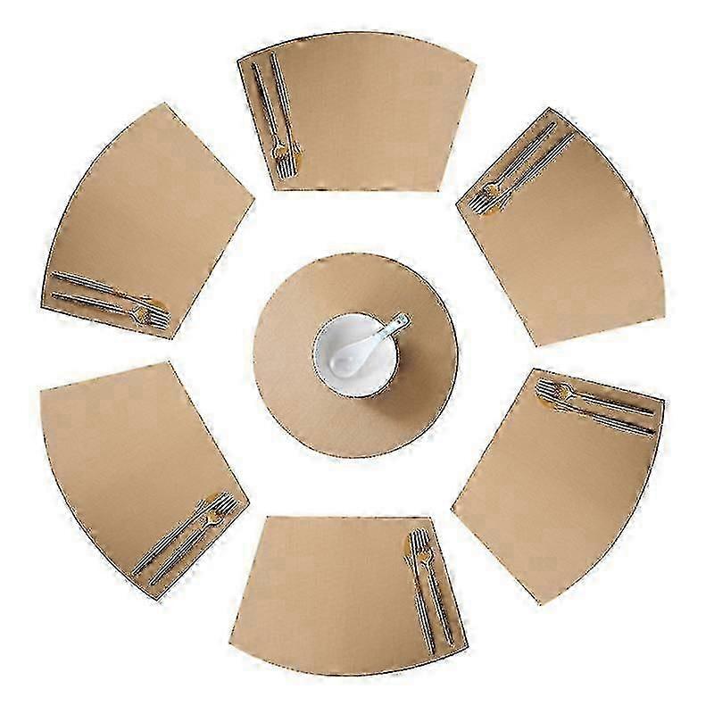 heat resistant washable round placemats set of 7 wedge design