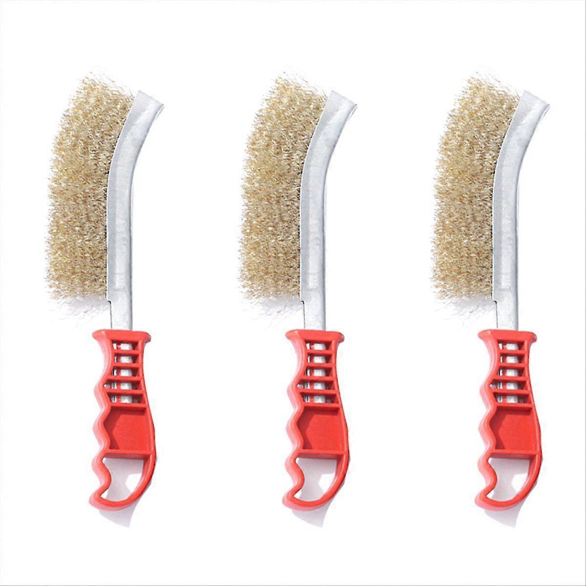 3PCS Multi-Function Tool Wire Brush Copper Plated Cleaning Brush Long Handle Kitchen Grill Special