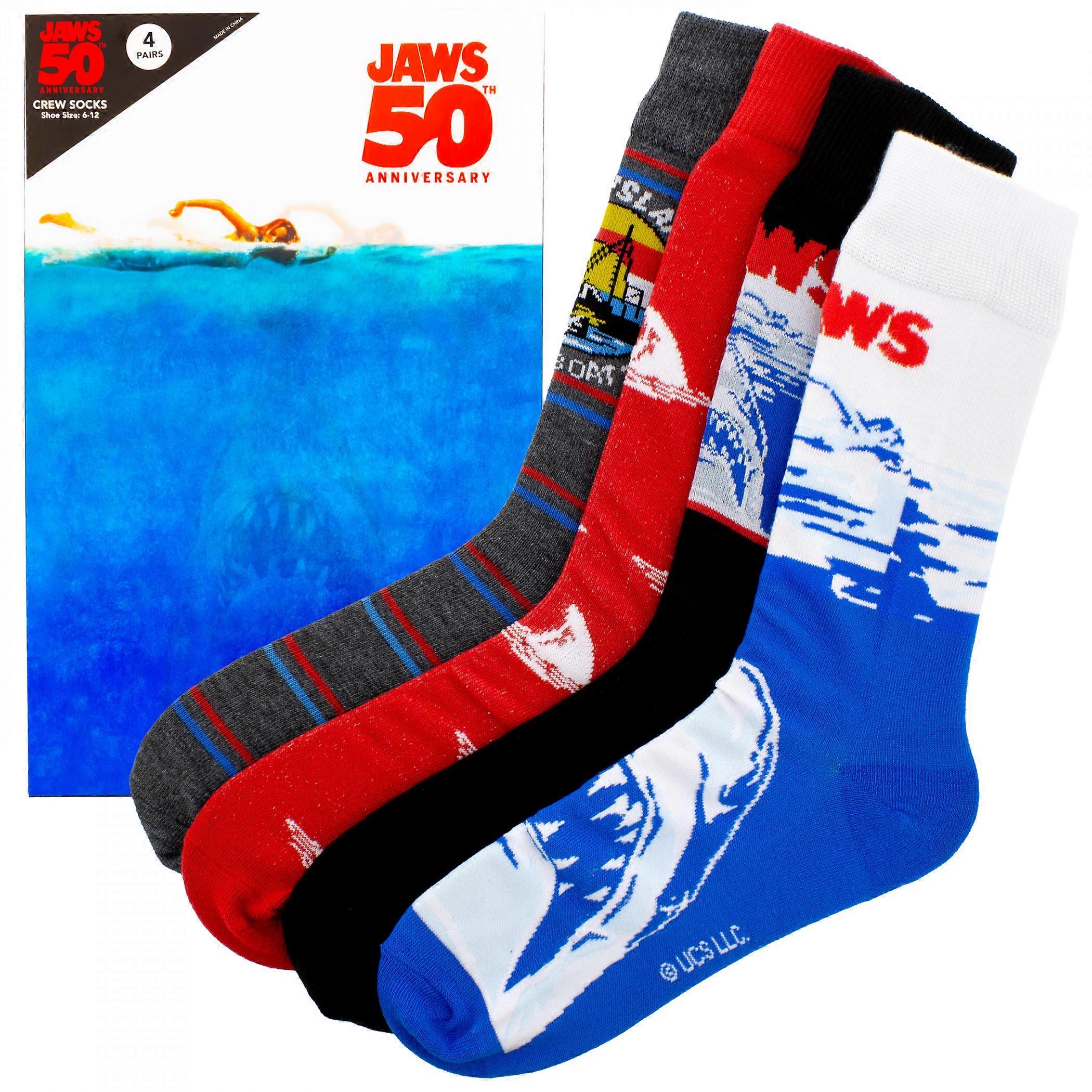Jaws 4-Pair Crew Socks Lenticular Box Set