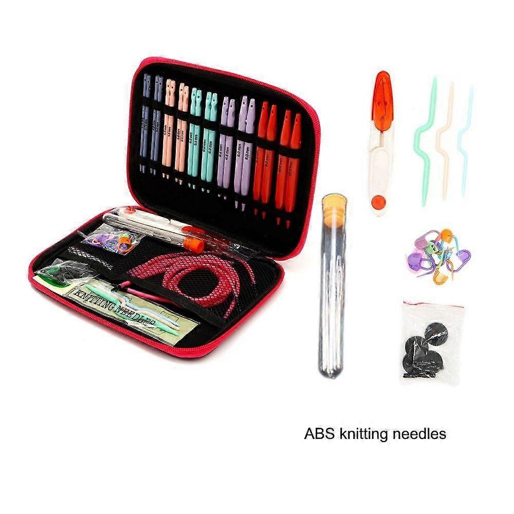 beginner yarn crochet ergonomic handles cable needles circular knitting needles ABS knitting set