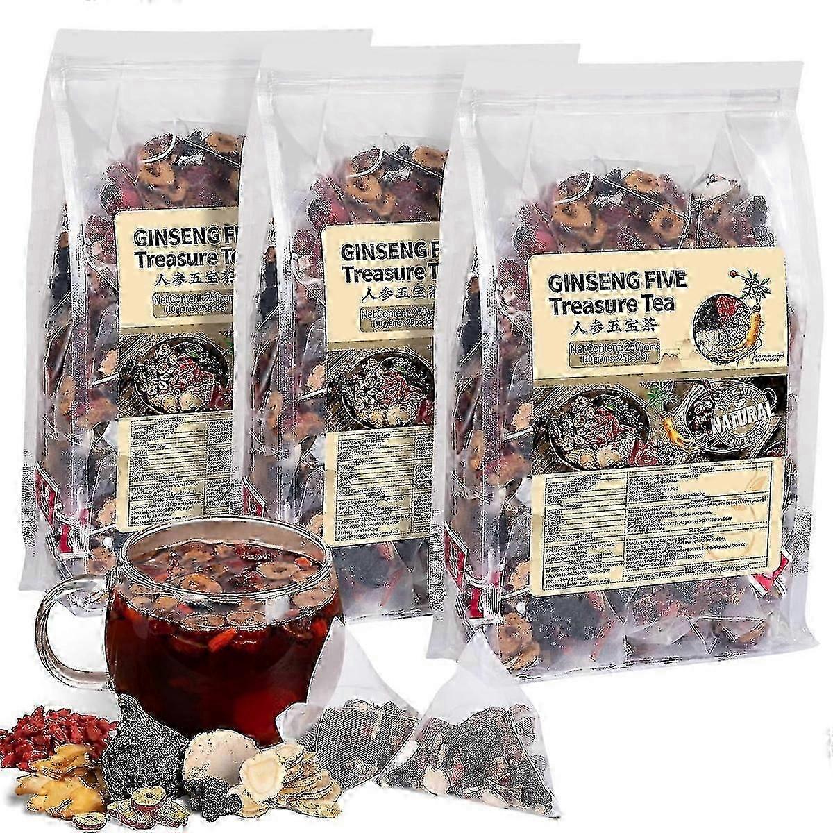 ג'ינסנג חמשת אוצרות תה כליות תה צמחים סיני להכנת תה טבעי אורגני זכר ונקבה תה כליות וניקוי רעלים יקר