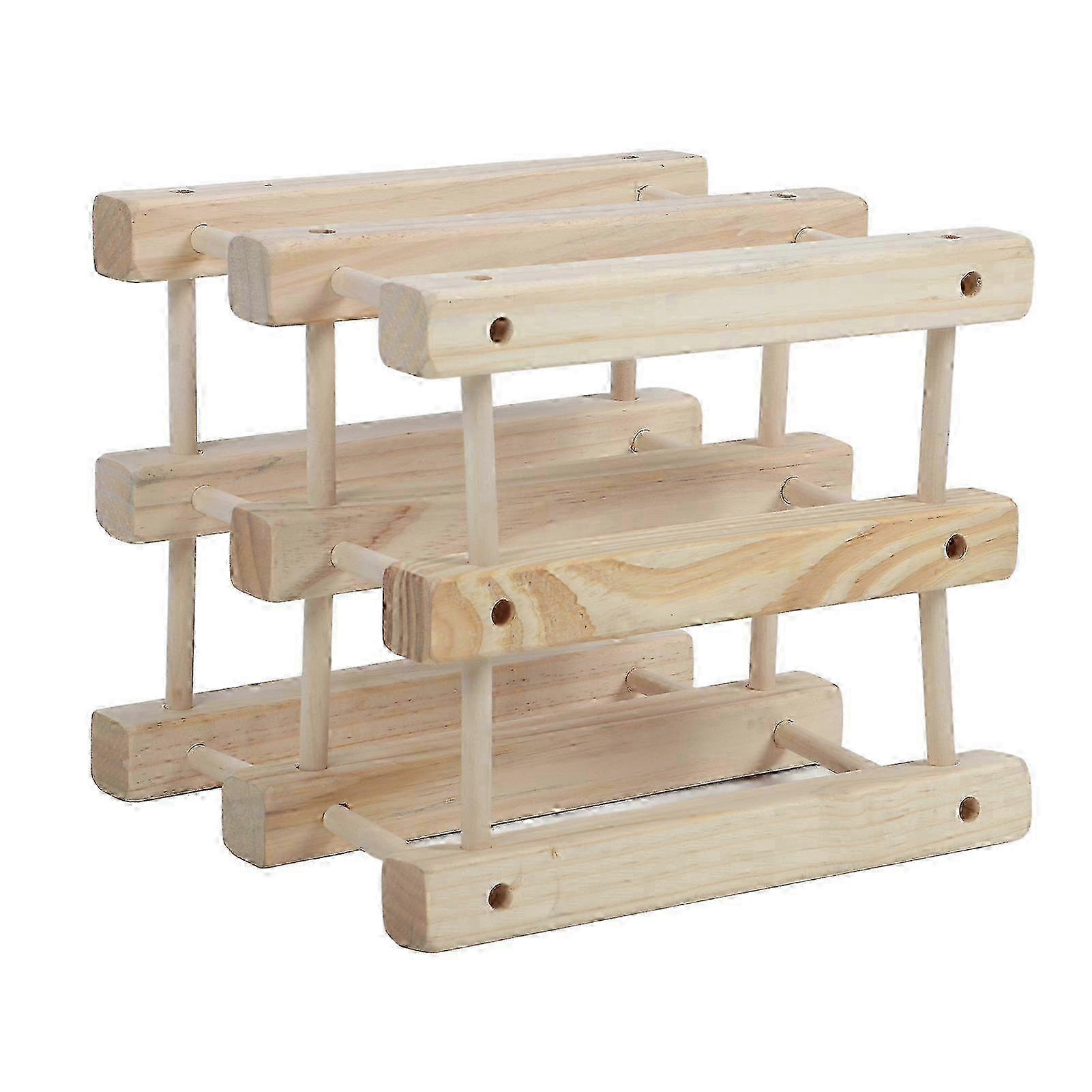 Wine Rack Wood Stackable Modular Rack Wine Holder Free Standing For Kitchen Bar Countertop 6 Bottle