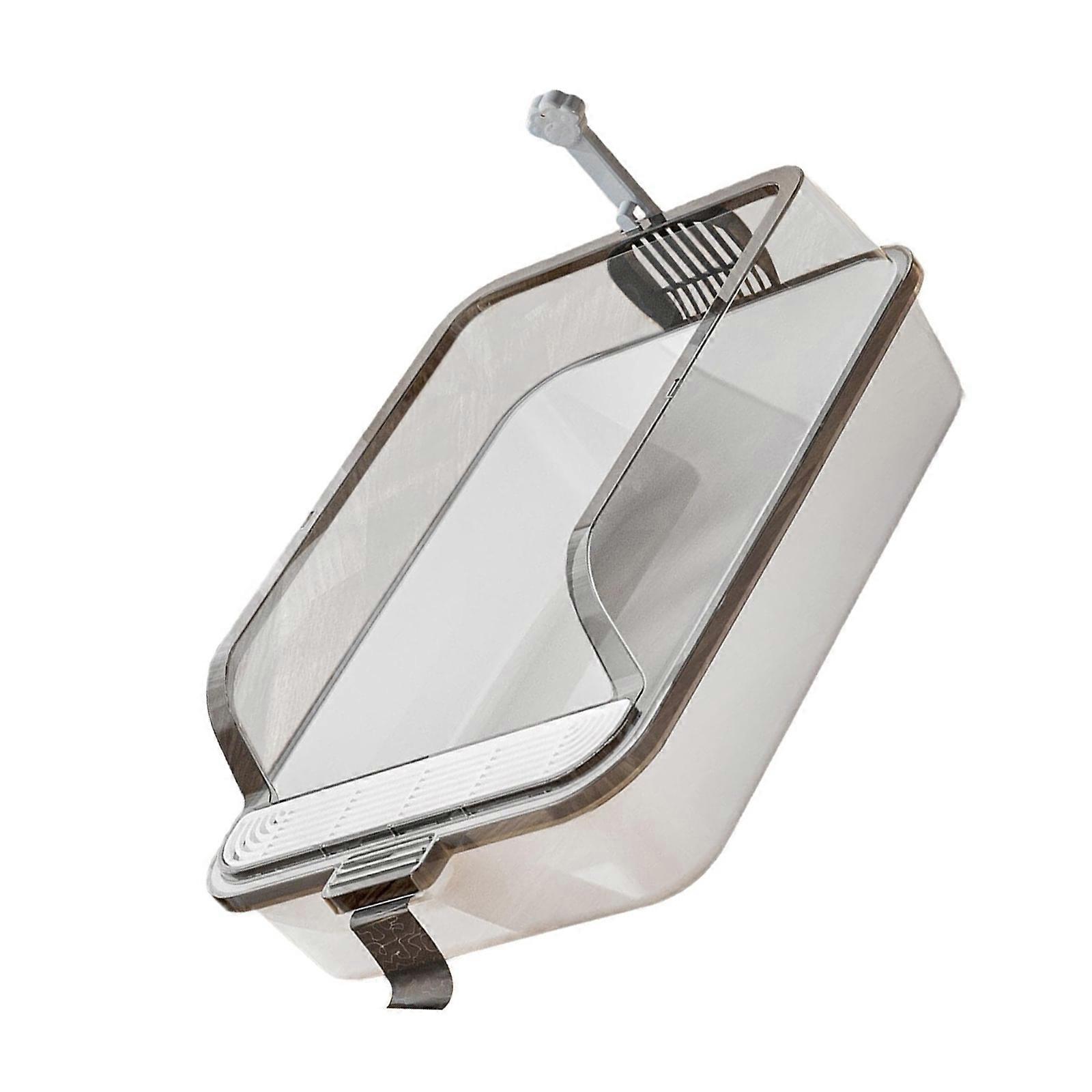 Cats Litter Box Poop Bag Storage Plastic High Side Height Smooth Surfaces Safe and Hard Deep High Edges Spatter-proof  White