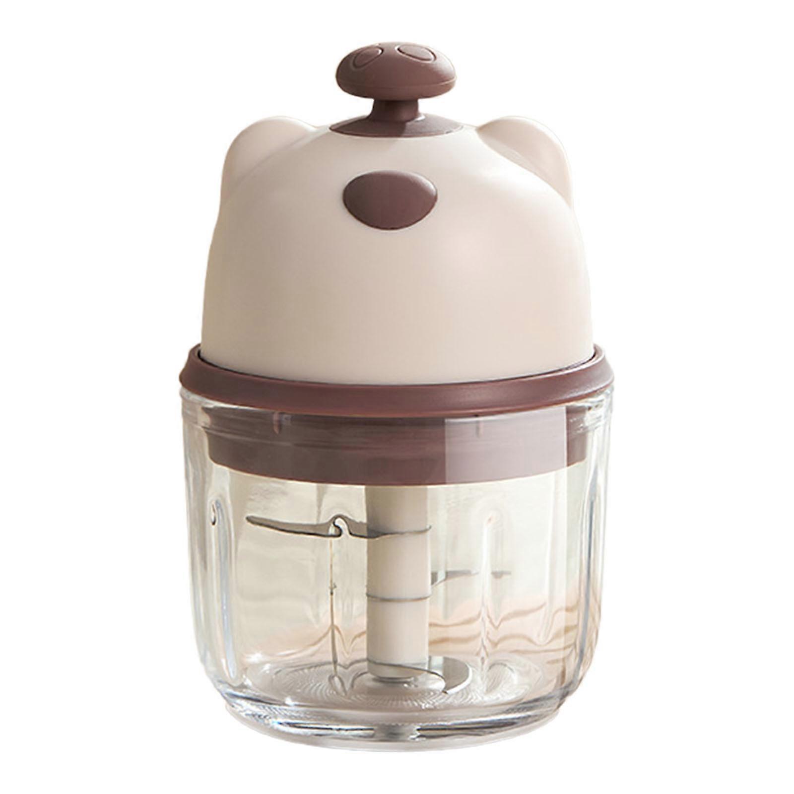 Rechargeable Tiny Food Helicopter 3 Rustproof Sharpeners 350ml Glass Container Tap Action For Garlic Gingery Chilies  Simple white