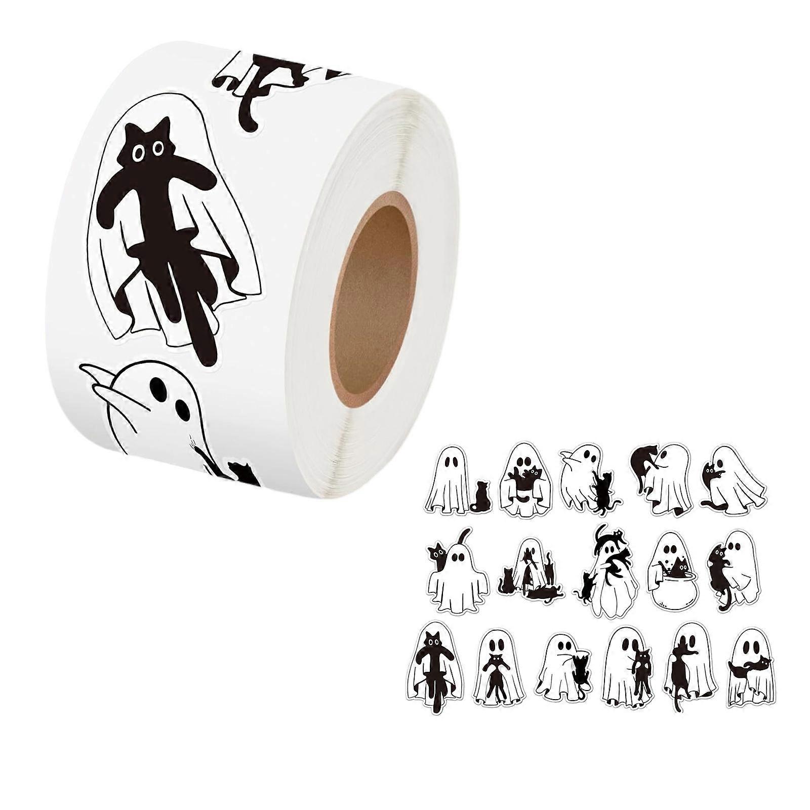 500Pcs Ghostly Decorative Sticker for Halloween Decoration Adhesive Wrapping Label for Seal Envelope Party Invitation Multicolor