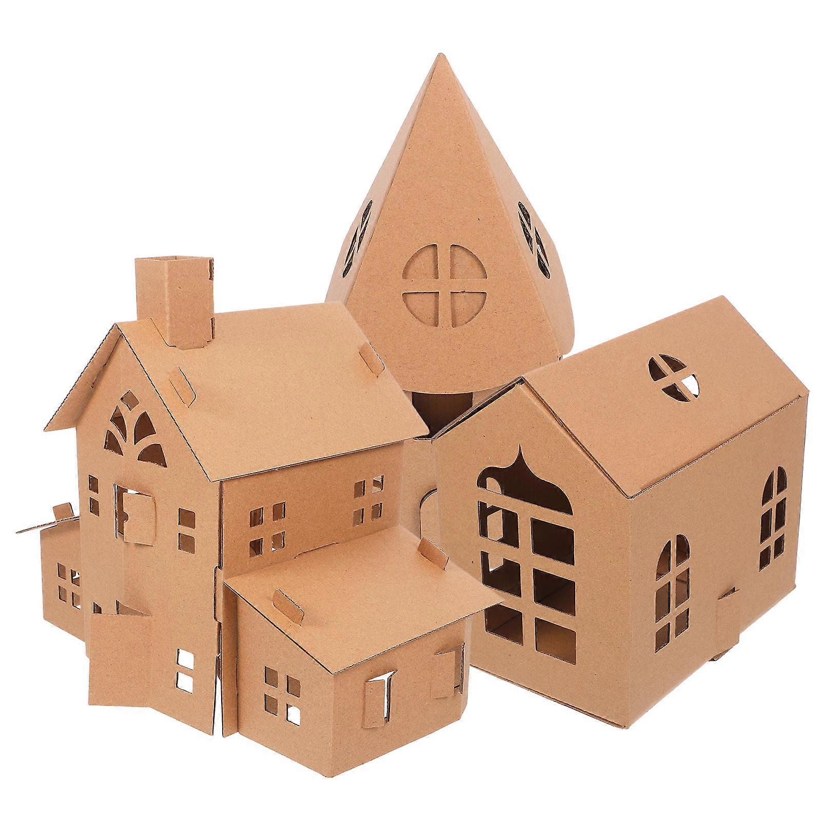Children's Cardboard House DIY Kit for Creative Play 3Pcs Set