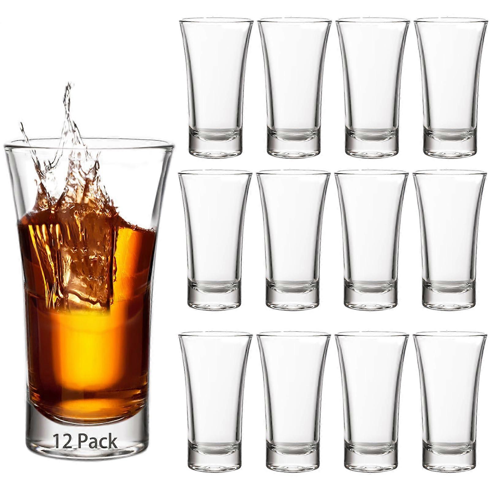 Shot Glasses Set of 12, 60ml Heavy Base Clear Cone Shaped 2oz Drinkware for Spirits