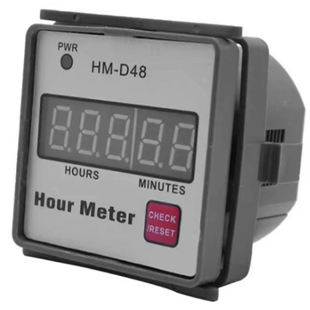 Digital Hourmeter HM-D48 00999.99h Timer for Lawn Mower Generator Farm Tractor Resettable AC220V