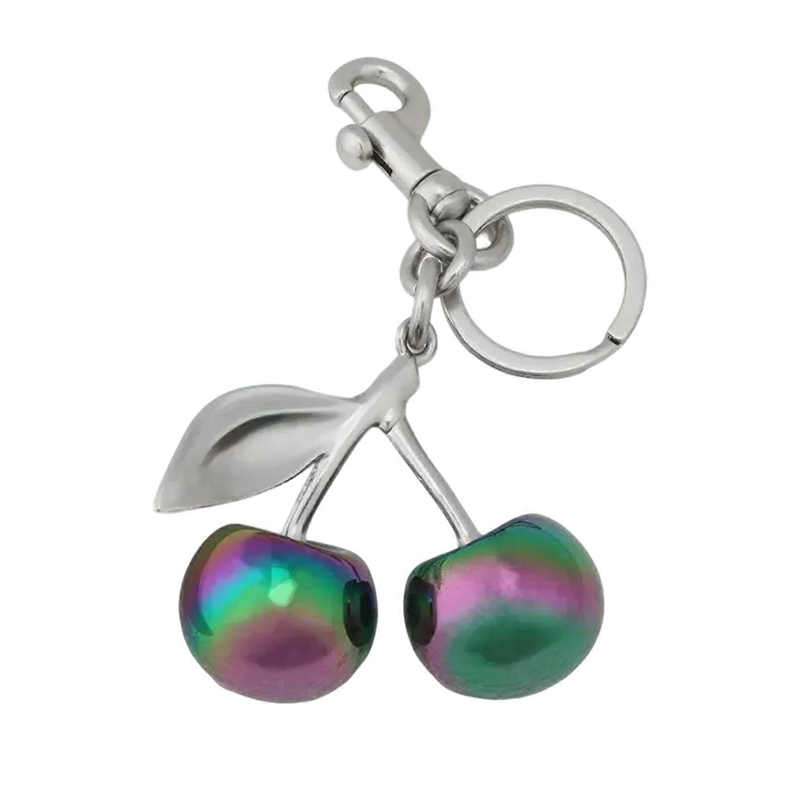 Elegant Cherry Pendant Keychain Accessory for Keys and Bags Offering a Stunning Color Shifting Under Different Lights Multicolor