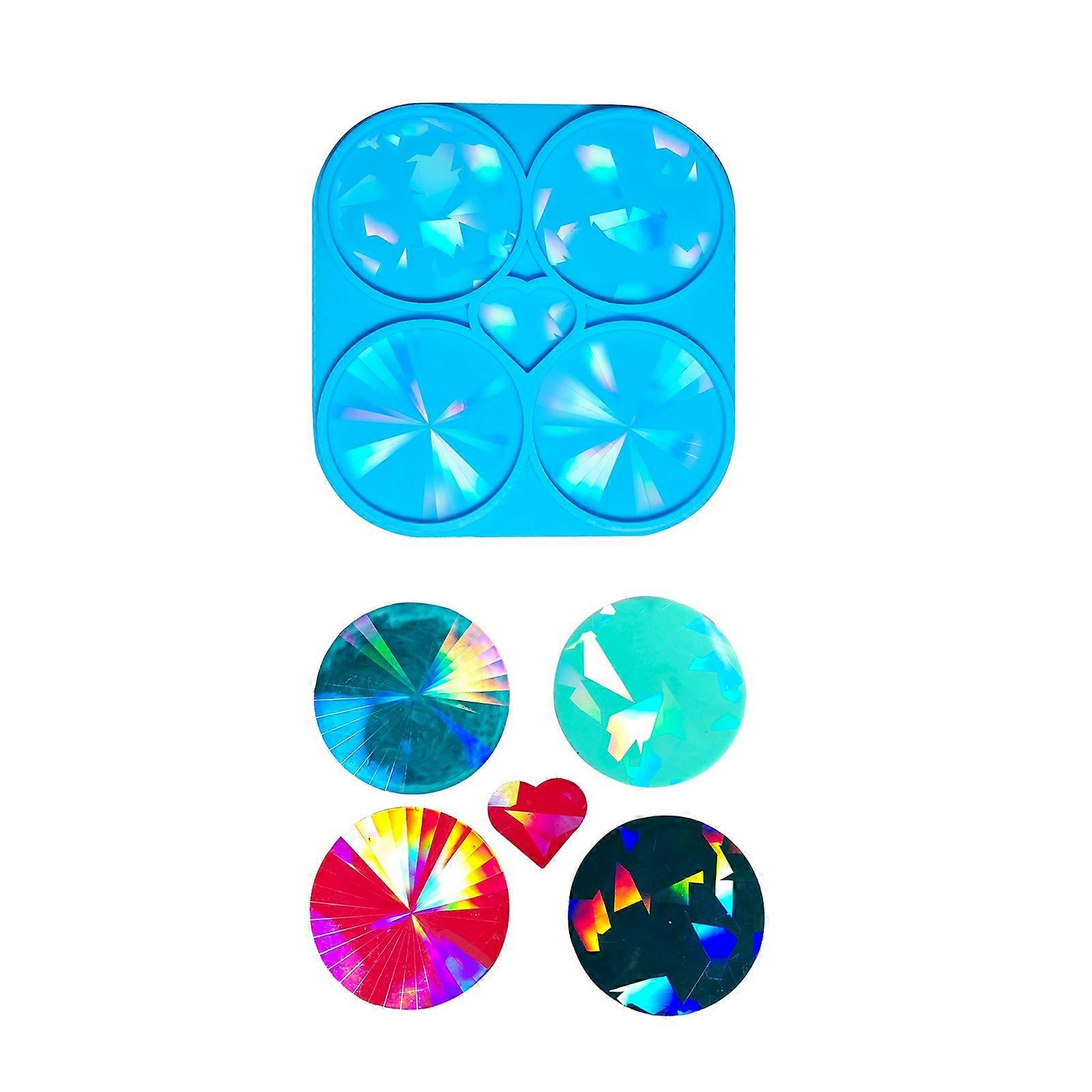 4 חלל גמיש שרף תבניות תבניות תחתיות הולוגרפיות עגול בצורת כרית עובש חומר סיליקון עבור תחתית כחולה