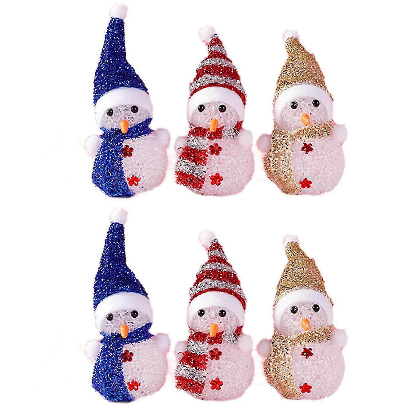 Set Of 6 Bright LED Snowmen Display Ornament Great For Christmas Decoration And Adding Fun To Family Gatherings