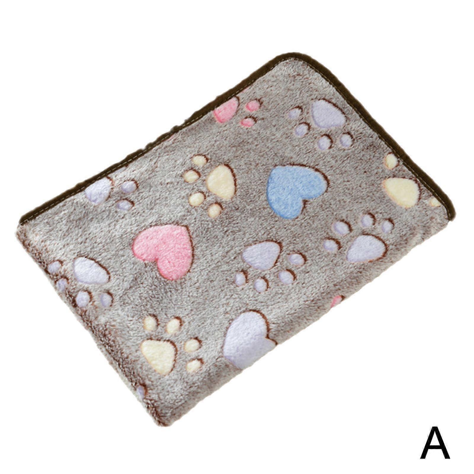 Large Pet Blanket Warm Rest Bed Mat Paw Print Dog Cat Fleece Soft Puppy W8N2