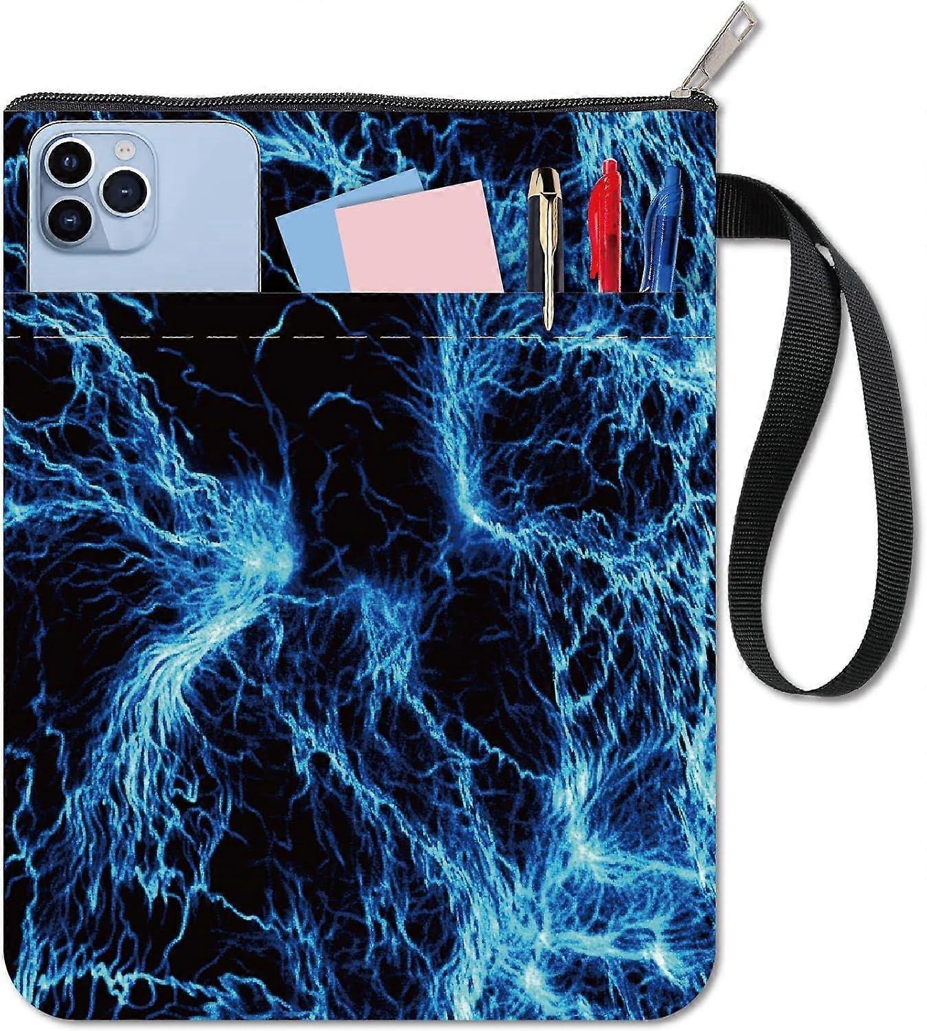 Thunder Lightning Book Sleeve Protector with Zipper Waterproof Canvas Pouch Double-Sided Covers for Book Lovers Hardcover Notebook Bible Journal Textb