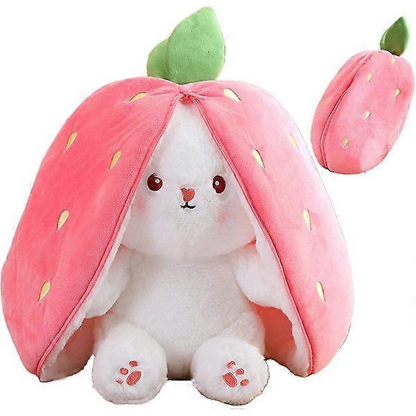 Rabbit doll, new strawberry/carrot rabbit plush toy, double-sided carrot and strawberry plush cute rabbit stuffed animal