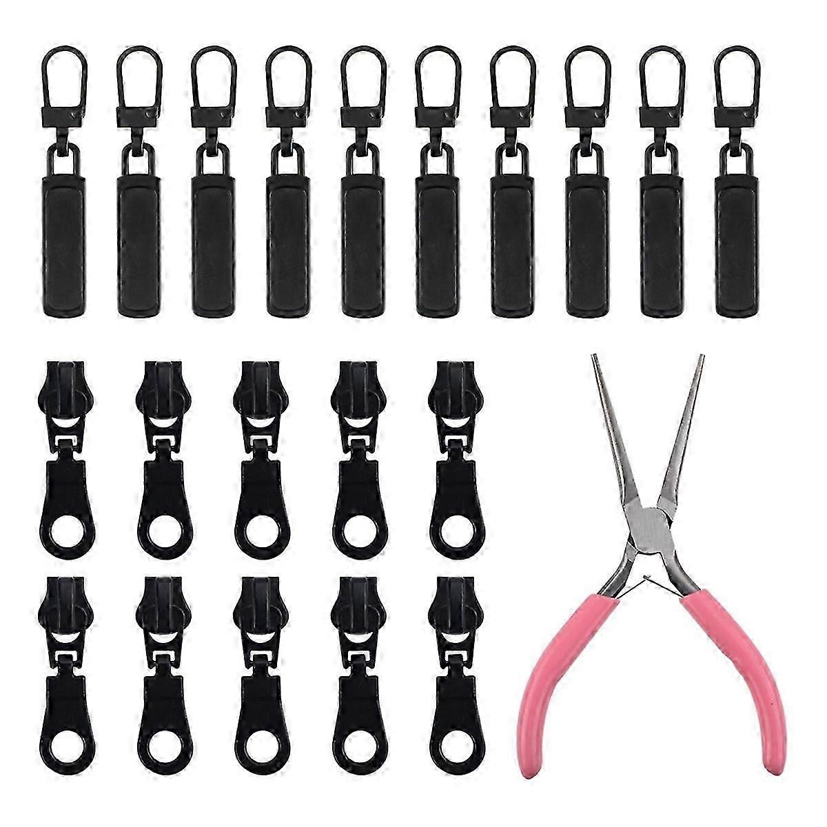 Zipper Repair Kit, Zipper Slider & Zipper Pulls & Install Pliers Tool