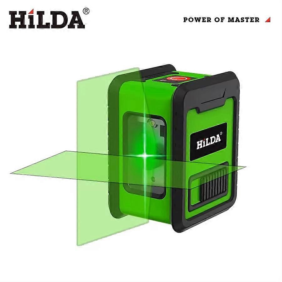 HILDA Portable 2 Lines Laser Level Meter Cross Green Level Laser Horizontal & Vertical Mini Laser Self Leveling Green Beam