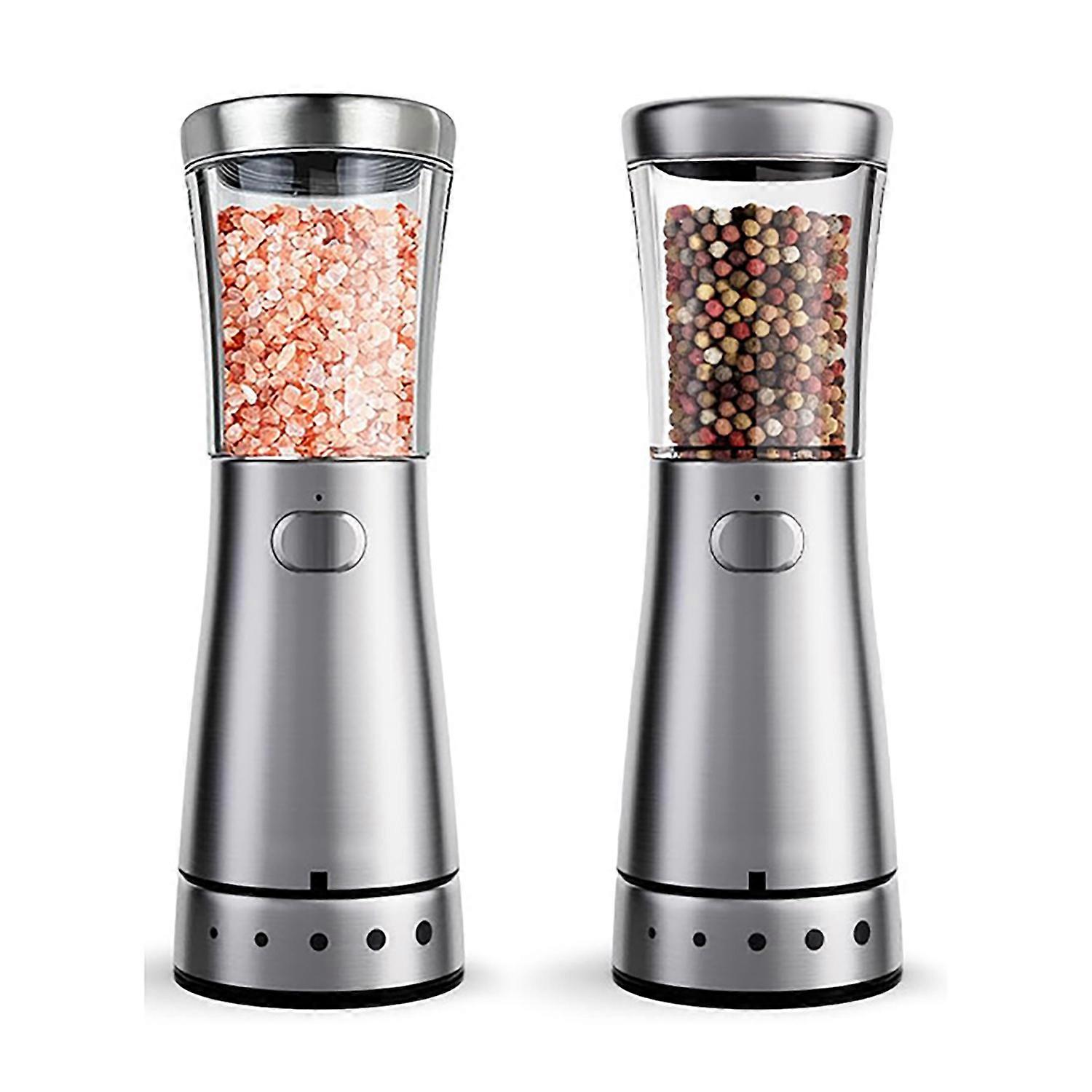 Electric Salt and Pepper Grinder Set, 2Pcs Rechargeable Automatic Salt and Pepper Mills Set