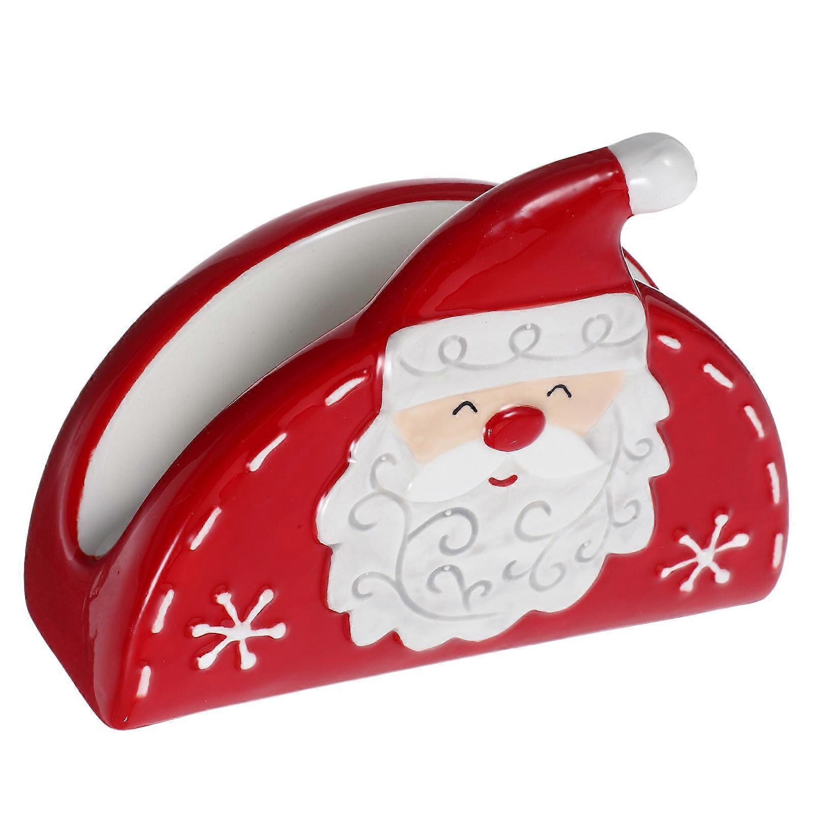 Ceramic Santa Claus Napkin Holder Stand for Desktop Table