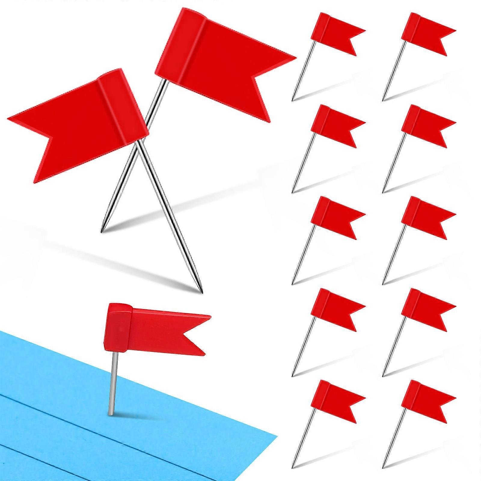 Flag Push Pins Red for Fixing 50Pcs Plastic and Iron Map Marking