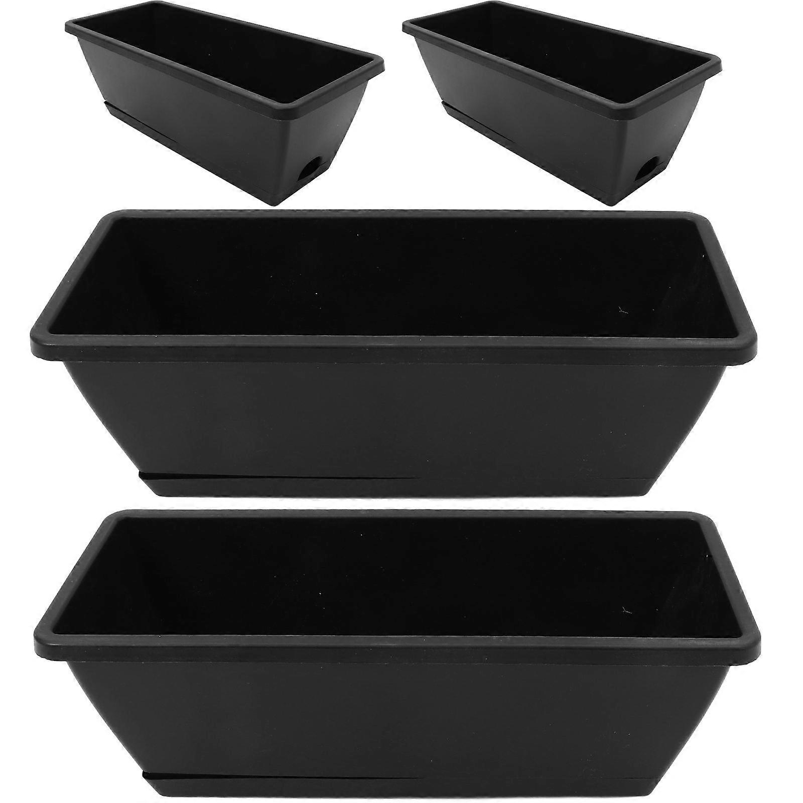 Vegetable Pot Rectangular Flower Planter Box for Garden 4Sets