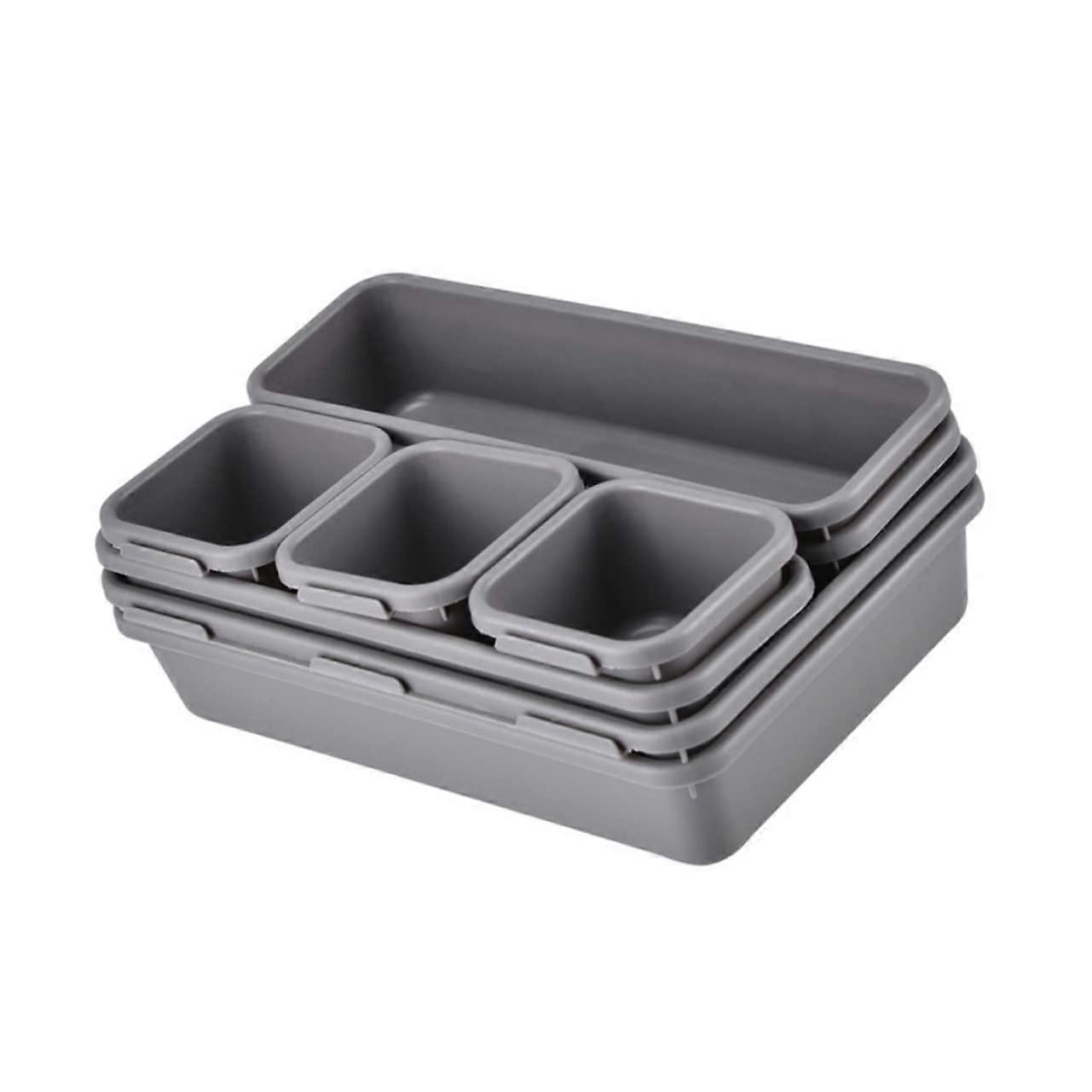 Light Gray Drawer Organizer Set of 8 with Compartments for Makeup, Stationery and Home Storage