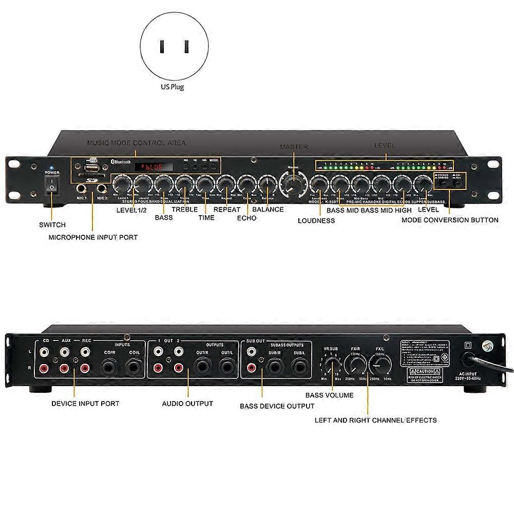 Professional Sound Peripheral Equipments Stereo Digital Reverberation Multi Effect DSP Processor Audio Processor US Plug
