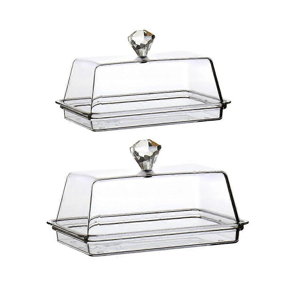 Butter Dish with Lid, Clear Acrylic, Keeps Butter Fresh, EasyGrip Handle, Kitchen and Breakfast Use