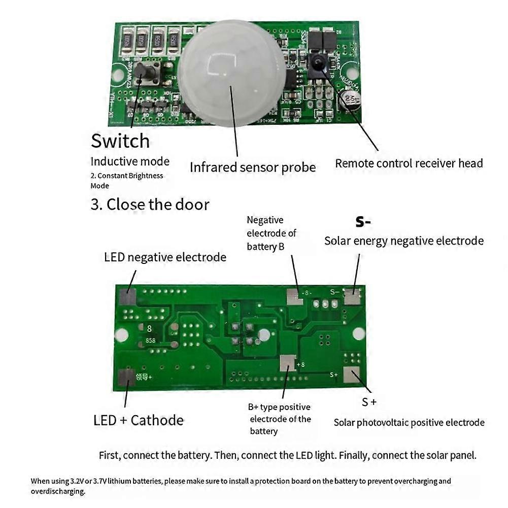 Solar Wall Lamp Controller Board With Infrared Human Motion Detection – 3.7V Sensor Module For Garden, Porch & Security Lights