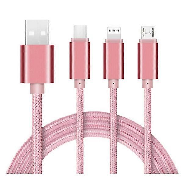 in 1 Nylon cable - Lightning/Micro-USB/USB-C Rose gold
