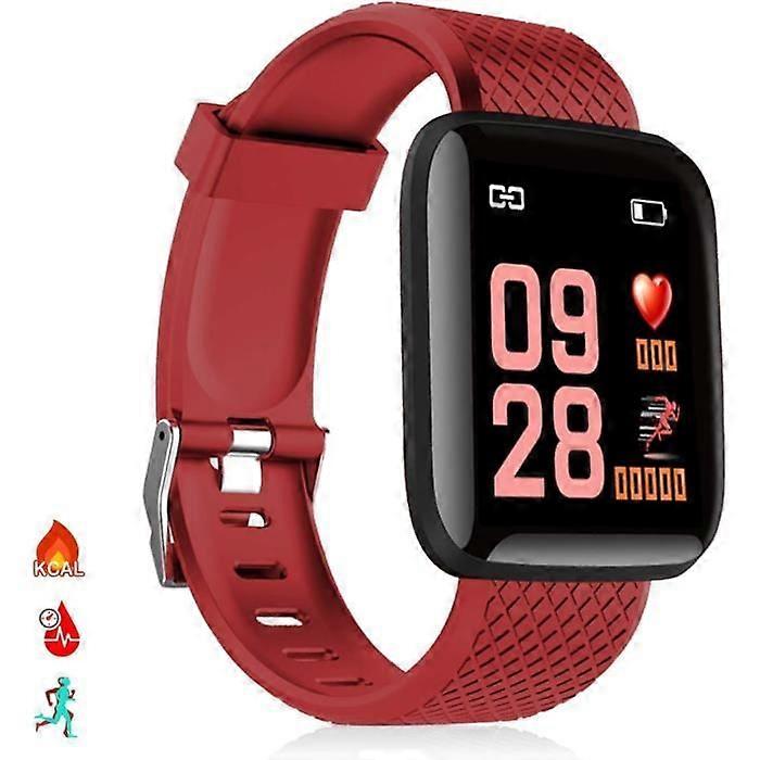 Id116 Bluetooth 4.0 Smart Bracelet Color Display, Heart Rate Monitor, Pulse And Multi-sport Mode, Red, Medium (Dmab0[u1704]