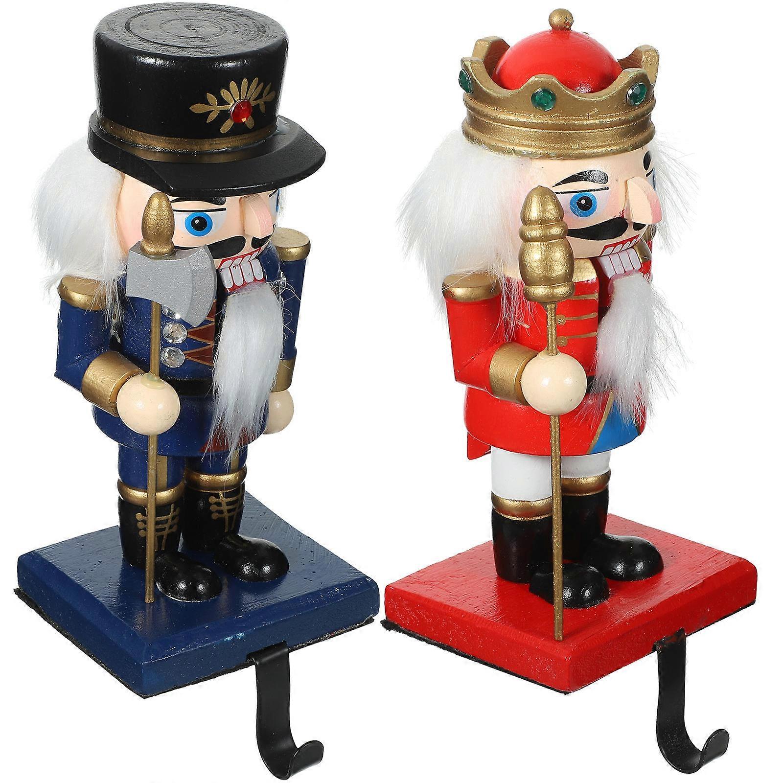 Christmas Nutcracker Stocking Hangers for Fireplace Use 1Set of Hooks