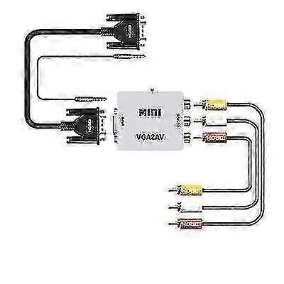 محول فيديو صغير من VGA إلى AV ، محول VGA إلى RCA للكمبيوتر الشخصي إلى التلفزيون