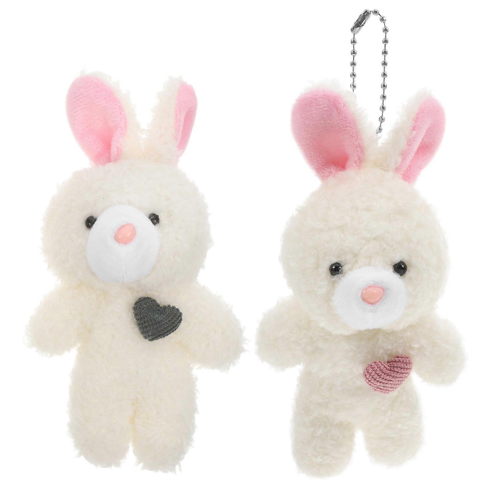 Animal Keychains Bunny Shape for Travel Multi Plush Fabric Backpack Charm 2Pcs