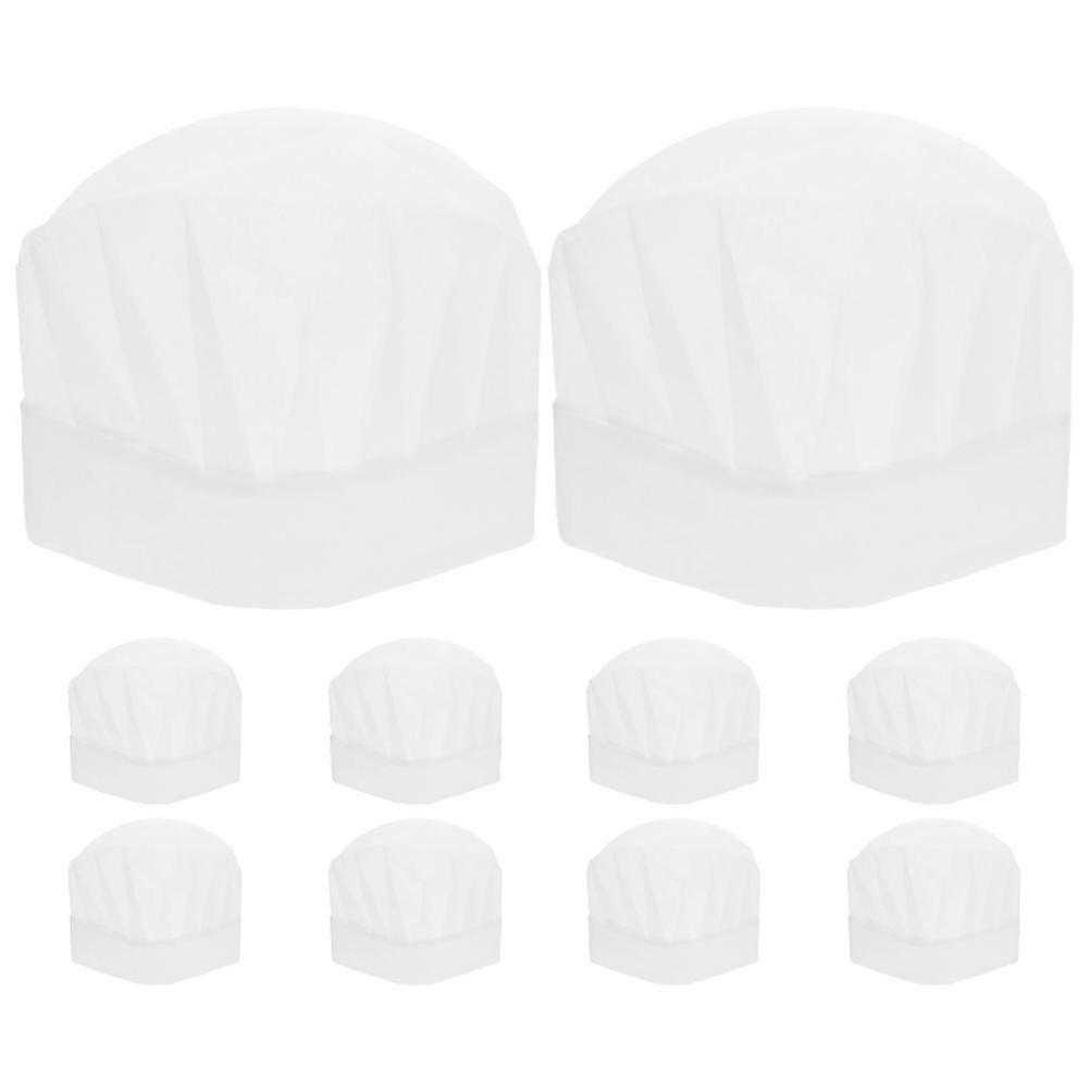 Children Pastry Chef Hat Disposable for Baking Use 10Pcs White Kitchen Caps