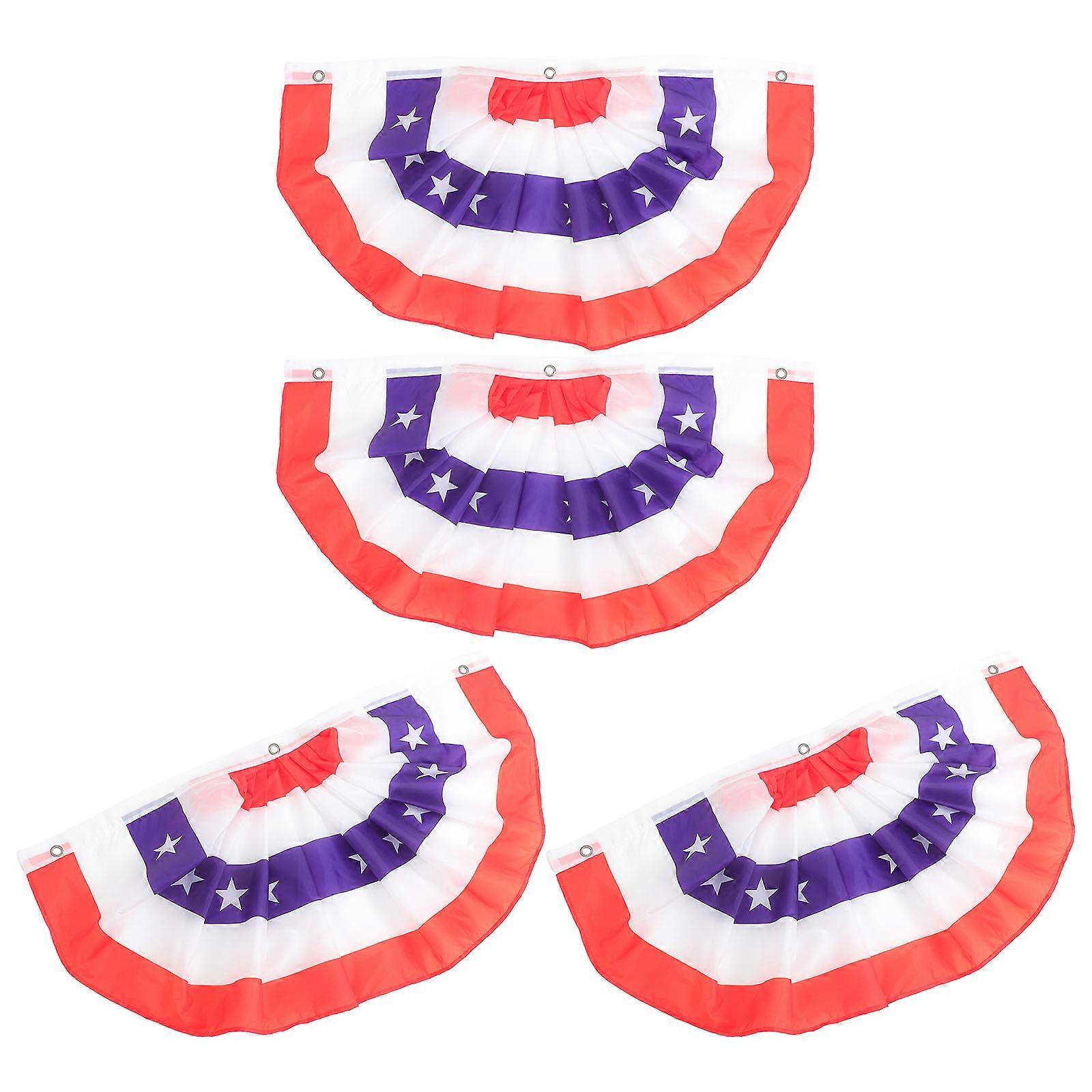 Patriotic Decorations Pleated Fan Flags American Flags Small 4Pcs