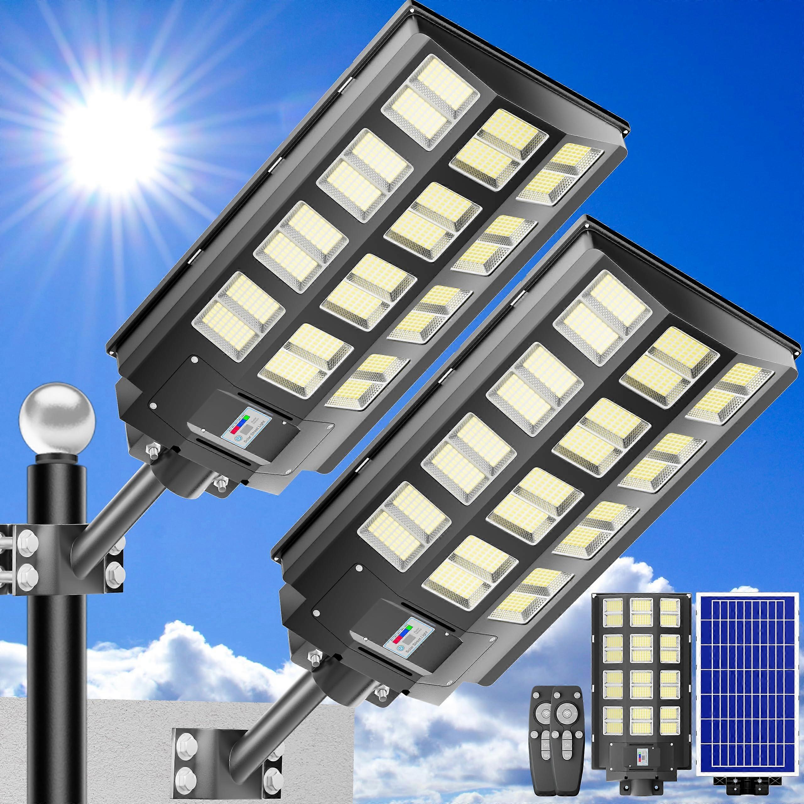 Solar Street Light 8000W 240000LM Waterproof LED with Motion Sensor and Remote for Parking Lot Yard (2)