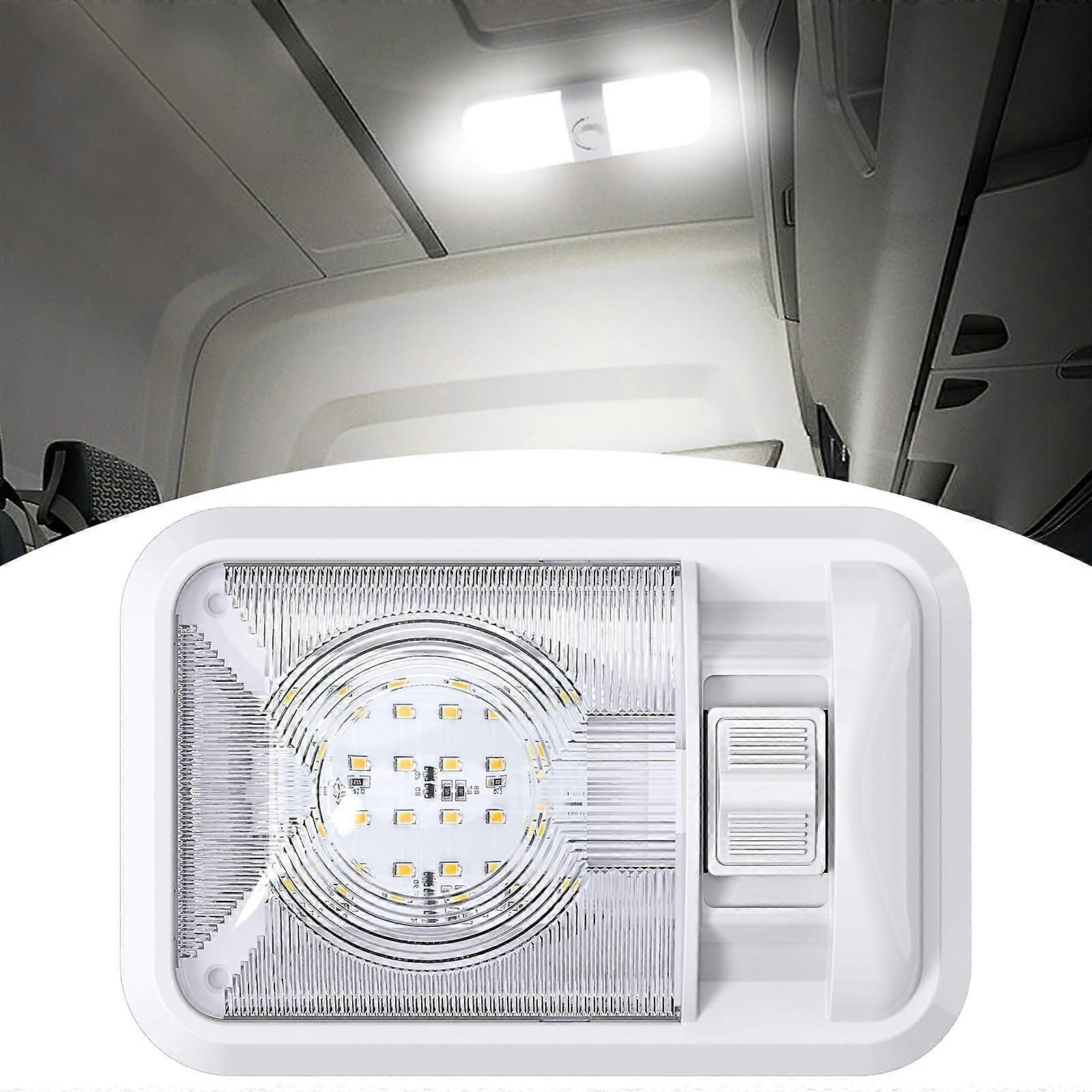 RV LED Ceiling Dome Light 12V Super Bright 6500K with Stepless Dimmable Switch for Camper Van