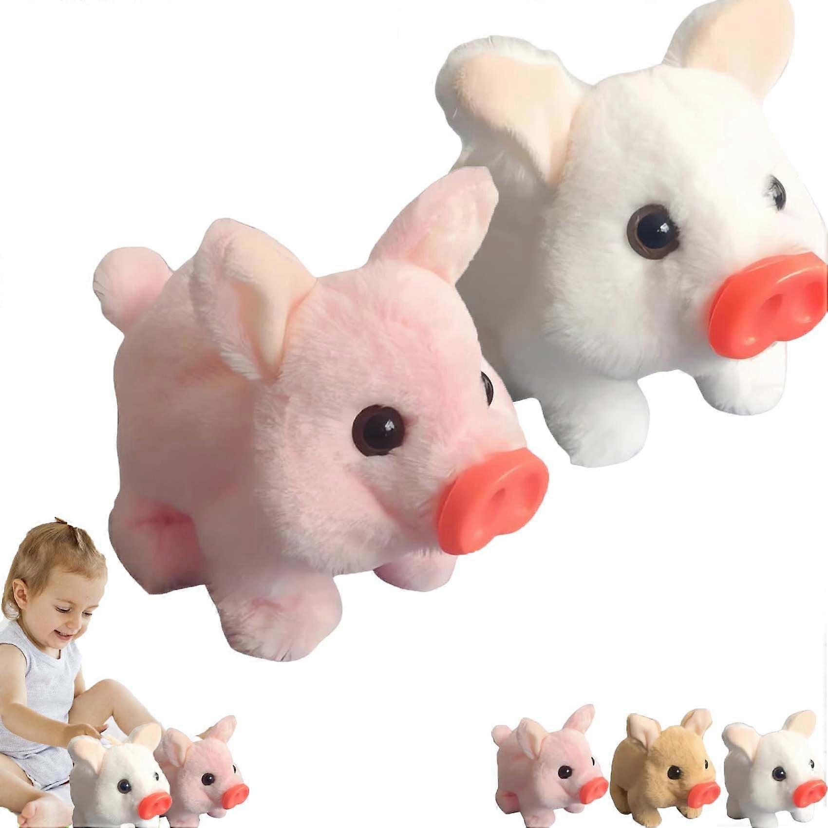 Walking Pig Plush Toy with Realistic Sounds, Wagging Tail and Soft Touch, 2PCSA
