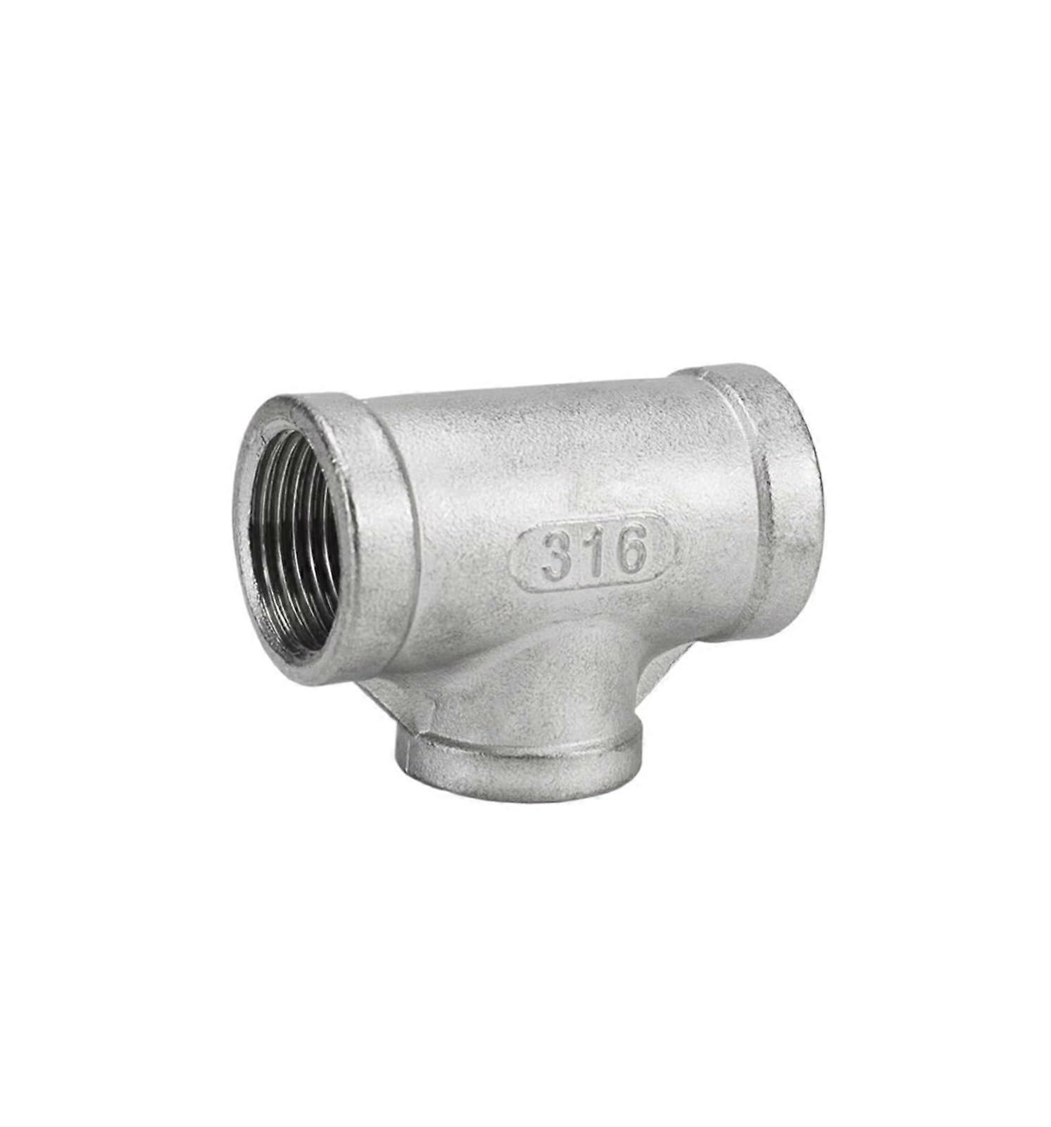 316L Stainless Steel Reducing Internal Thread Tee, 1 In To 3/4 In BSP Threads, Reducing Tee, Corrosion Resistant
