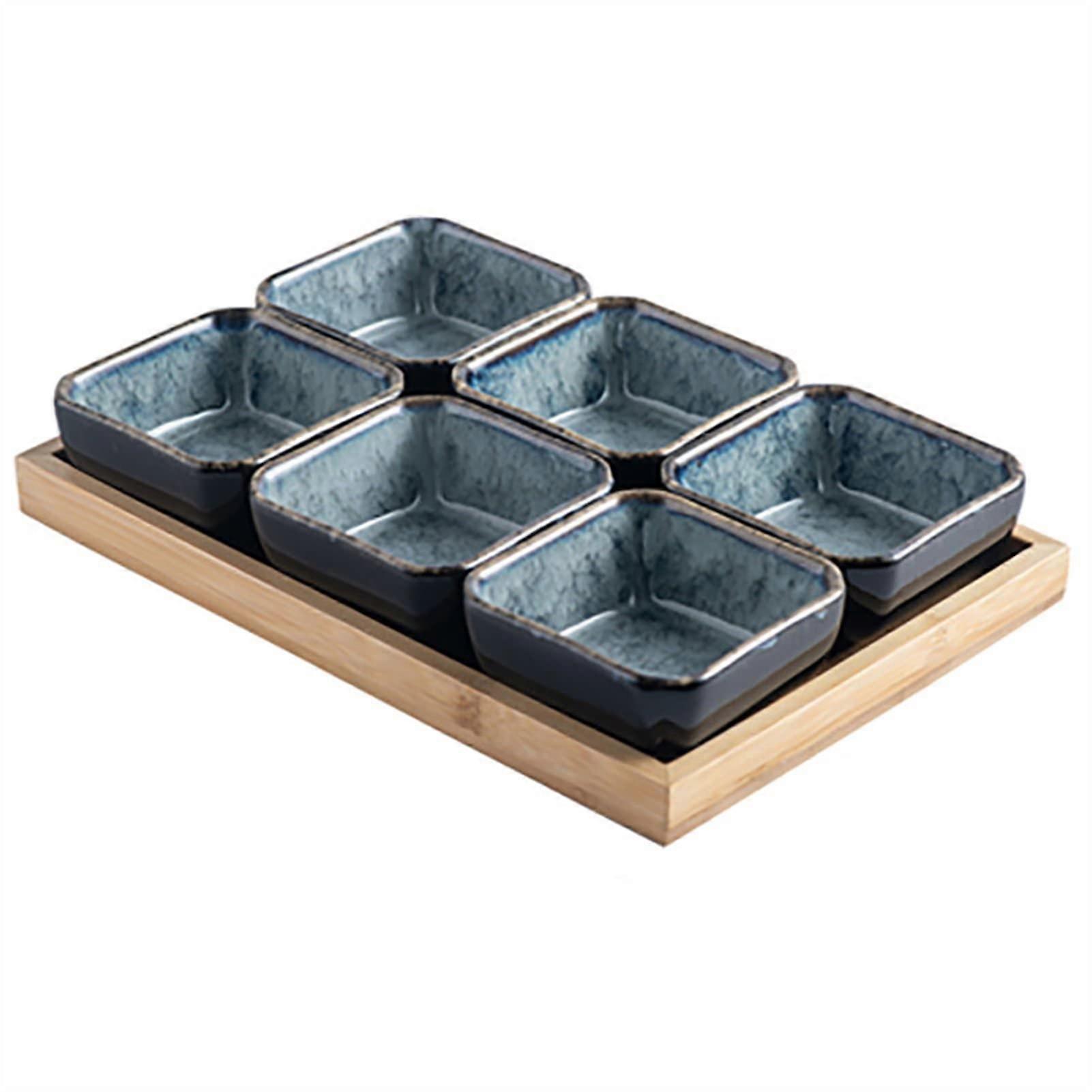 Ceramic Sauce Dish with SpaceSaving Design, Small Divided Dipping Bowl for Hot Pot and Condiments