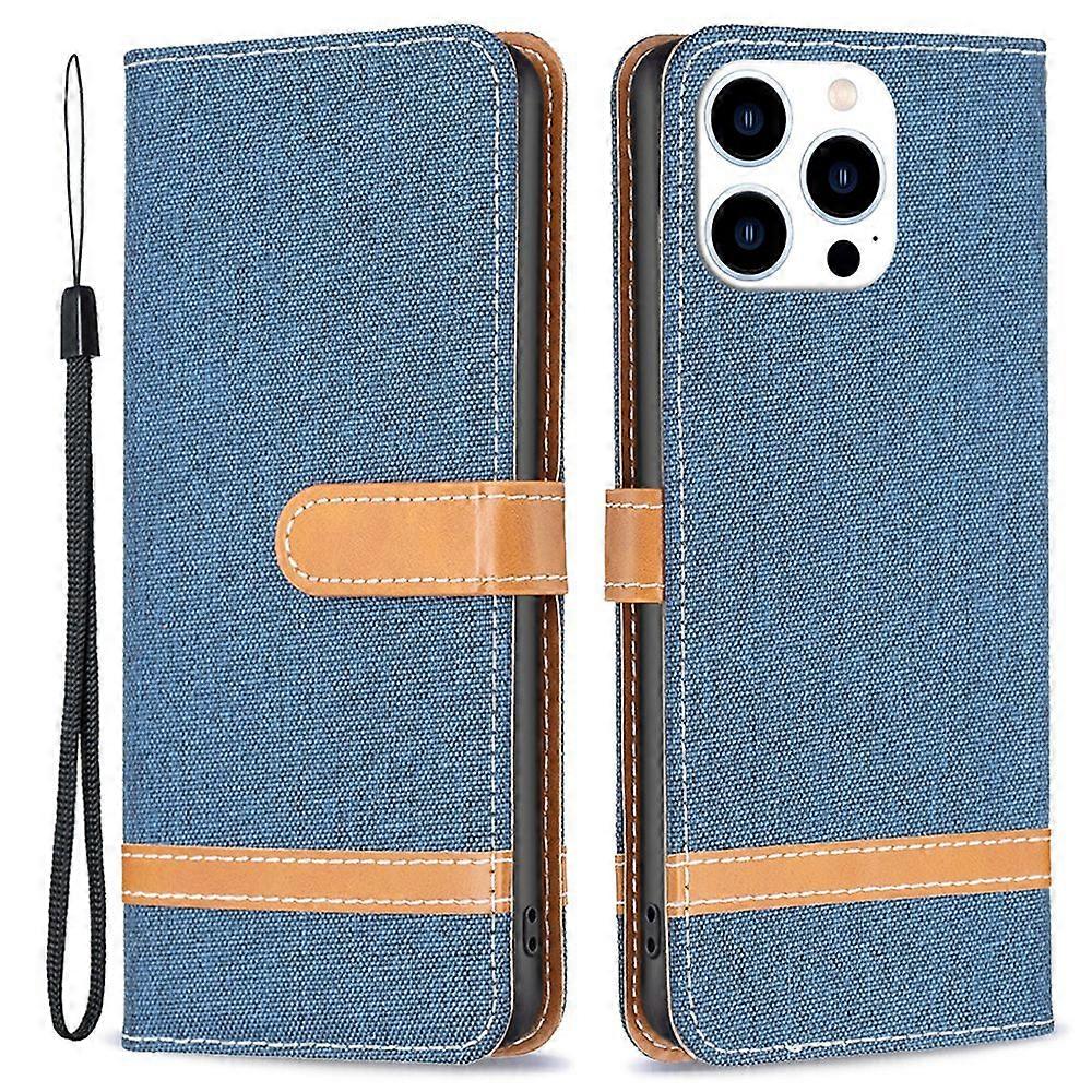 For iPhone 16 Pro Max Case Jeans Cloth Texture Leather Wallet Cover