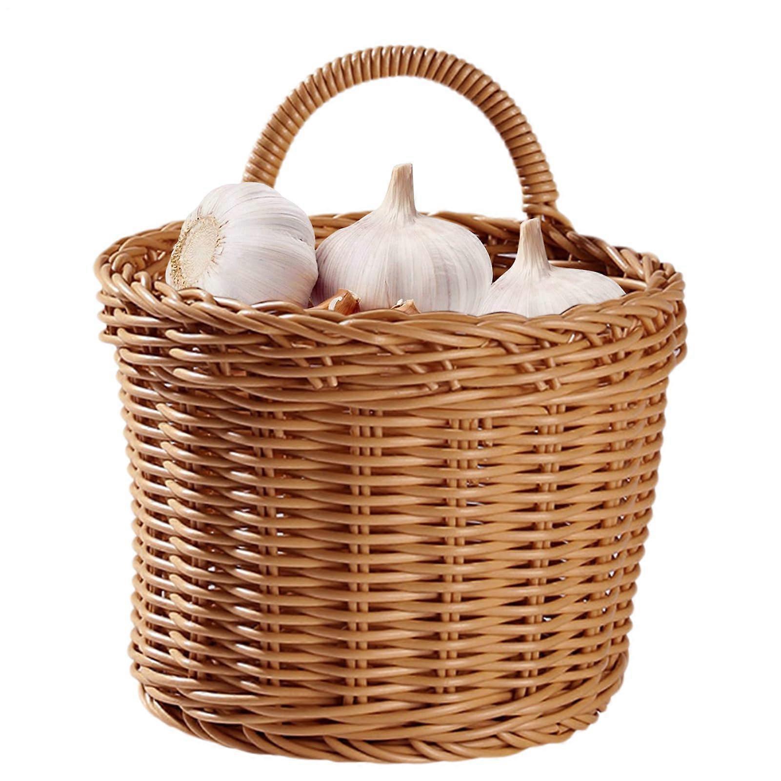 Wall Basket Boho Rustic Hanging Storage Organizer for Kitchen Vegetables Fruit Bathroom