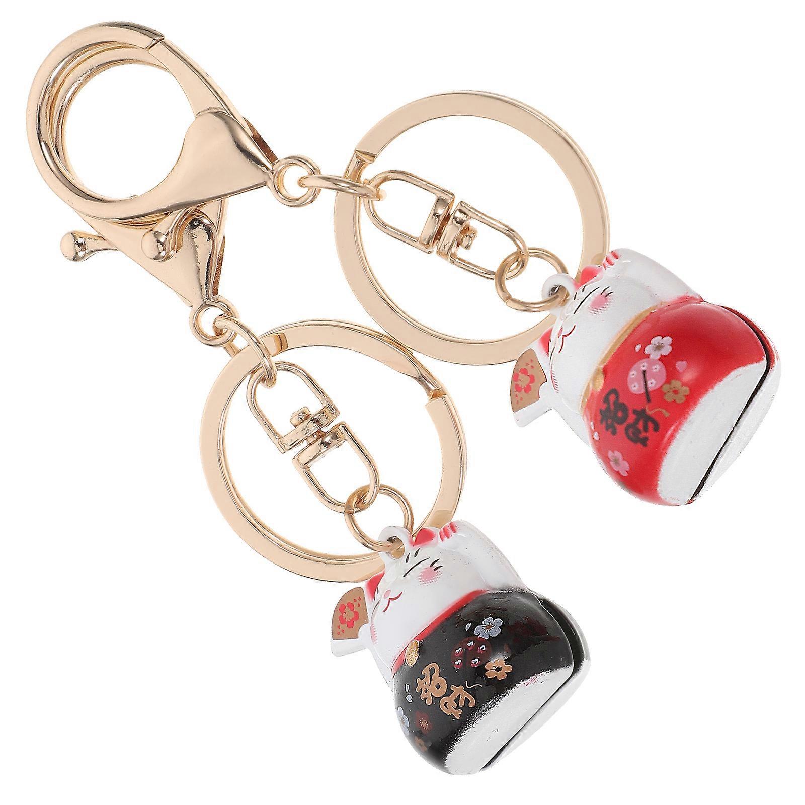 Adorable Cartoon Cat Keychains for Bag Hanging Decor 2Pcs Keychain