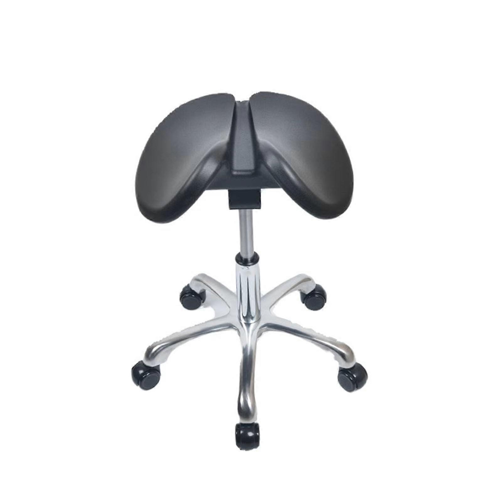 Saddle Stool with Ergonomic Saddle Seat, Adjustable Height, Rolling Wheels for Office, Clinic, Salon