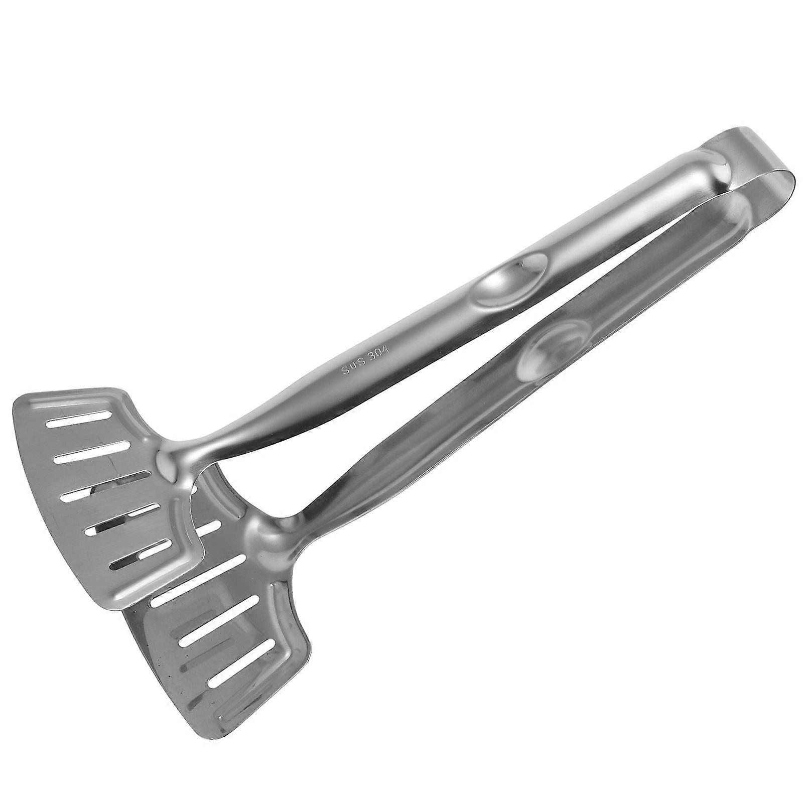 Silver Fish Flipper Spatula for Kitchen Using 2 in 1 Grip and Flip Tongs