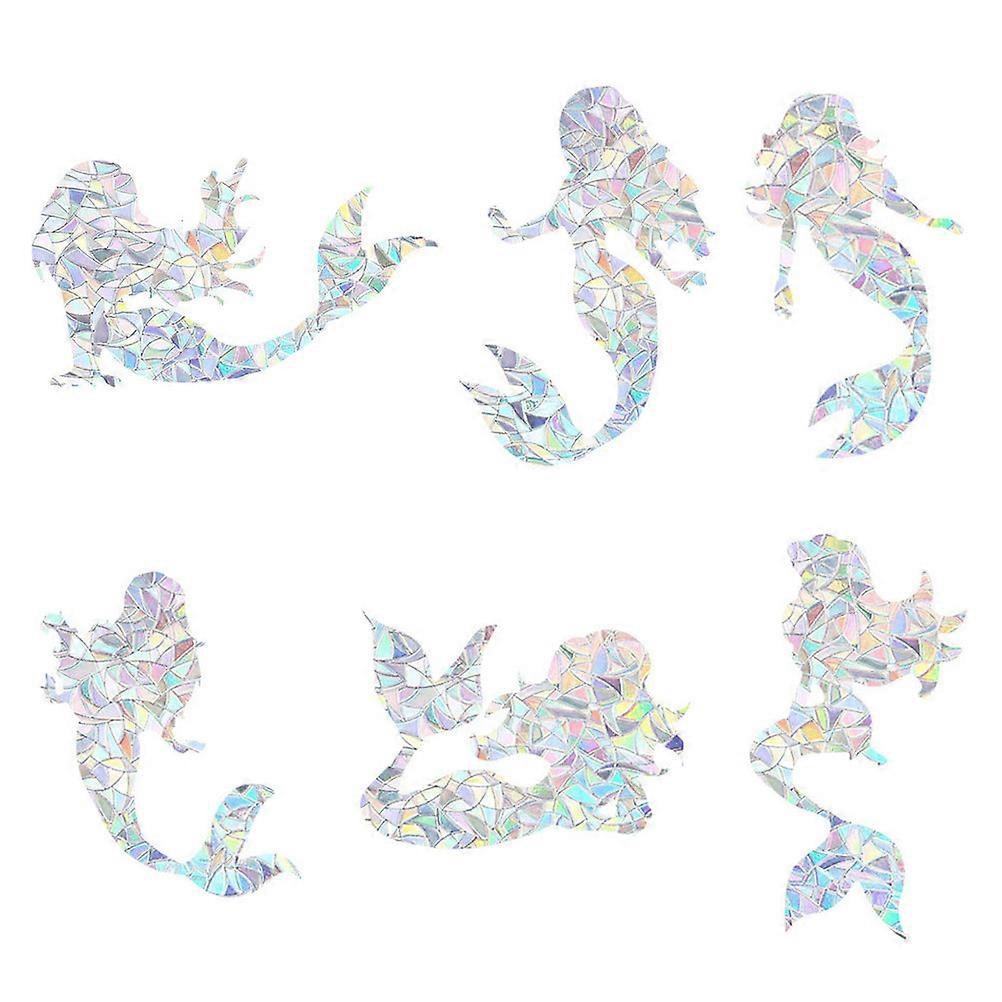 Indoor Window Decal Mermaid Sticker for Decor 6Pcs Creative Refraction Set